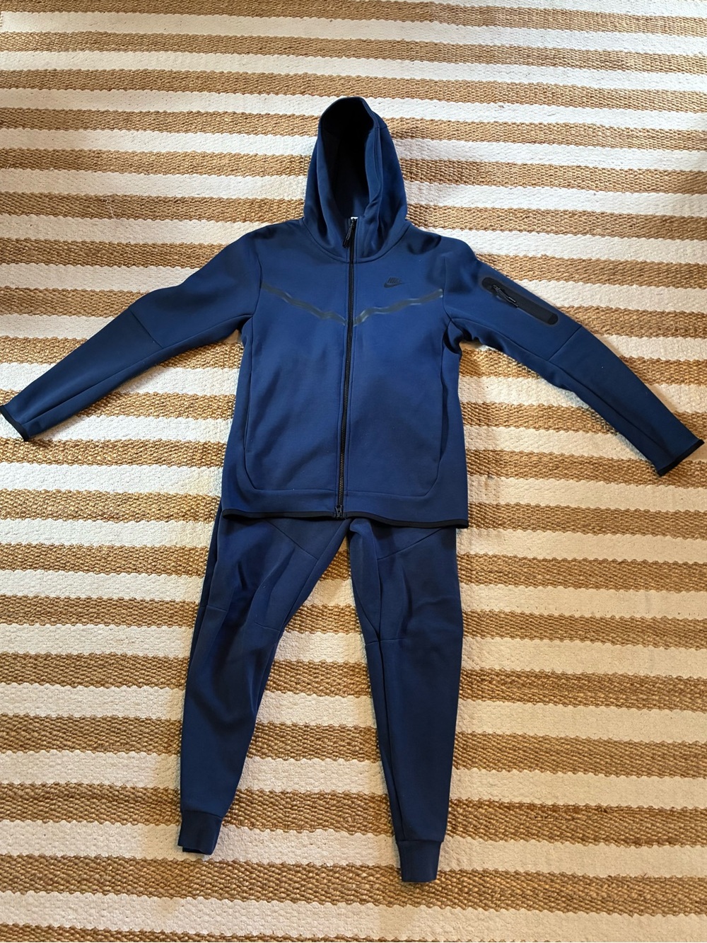 Nike Tech Fleece Full Tracksuit Navy Blue Hoodie & Joggers Size Small